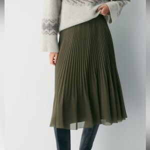Aritzia Twirl Olive Green Midi Skirt